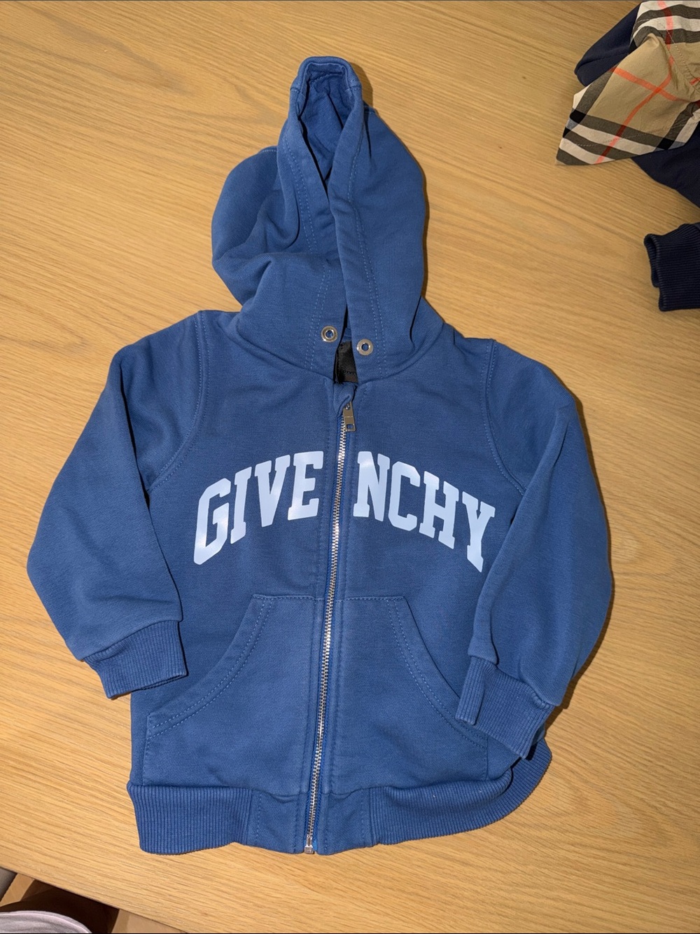 Givenchy Kids Royal Blue Zip-Up Hoodie with Logo